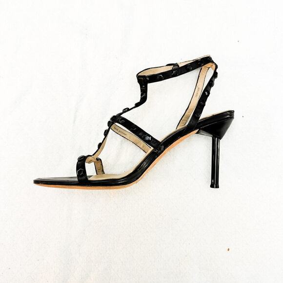 Carolinna Espinosa Axel Black Studded Open Toe Caged Heel Sandal Size 10 - Picture 5 of 8